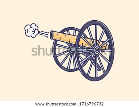 Ramadan Iftar Cannon in vector format - colored Illustration - Cannon icon 