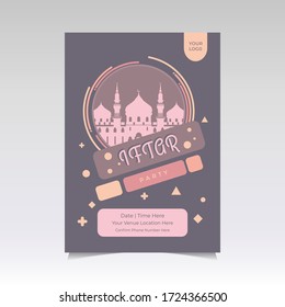 Ramadan Iftar Flyer Design With Beautiful Color In Simple Flat Design