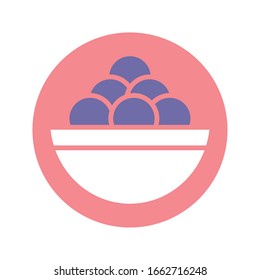 ramadan iftar food over white background, silhouette style icon, vector illustration