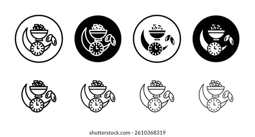 Ramadan iftar icon Black and white outline vector