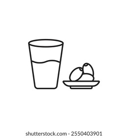 Logo lineal del icono del iftar del ramadán aislado