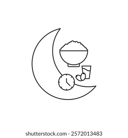 Ramadan iftar icon in liner stroke style