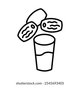 Ramadan iftar icono logo signo conjunto Vector contorno