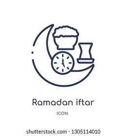 ramadan iftar icon from religion outline collection. Thin line ramadan iftar icon isolated on white background.