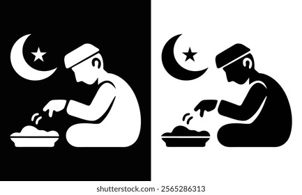 Ramadan Iftar Icon, Vector Symbol Illustration isolated in white and black colors. ramadan iftar  vector icon from religion collection for web, mobile apps.