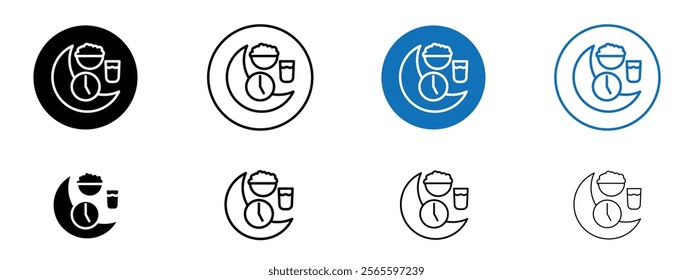 Ramadan iftar icons in black and blue colors