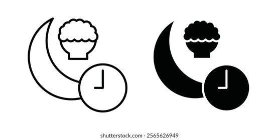 Ramadan iftar icons in black and white colors