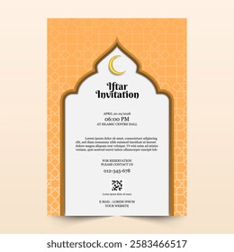 Ramadan Iftar Invitation Template with Beautiful Pattern Design and Ramadan Decorations