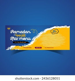 Ramadan iftar menu food design and social media banner template
