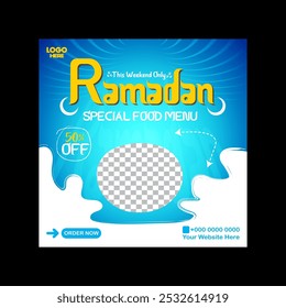 Ramadan iftar menu food post design and social media banner template