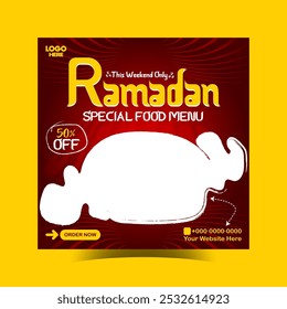 Ramadan iftar menu food post design and social media banner template