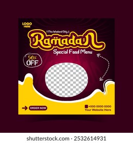 Ramadan iftar menu food post design and social media banner template