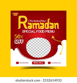 Ramadan iftar menu food post design and social media banner template