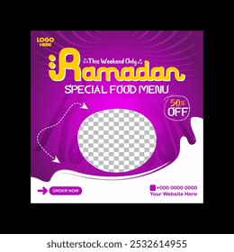 Ramadan iftar menu food post design and social media banner template