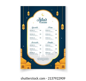 Ramadan iftar menu template design for restaurant 