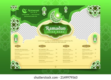 Ramadan Iftar Menu Template in Landscape Form