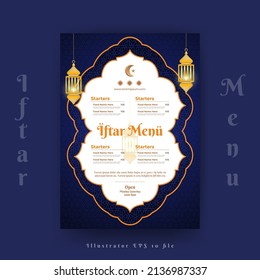 Ramadan Iftar Menu Vertical Design Vector  