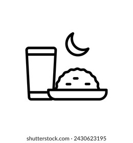 Ilustración vectorial de icono de esquema de Iftar de Ramadán
