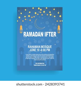 Ramadan iftar party card design template with vector files. Professional iftar party card design template.