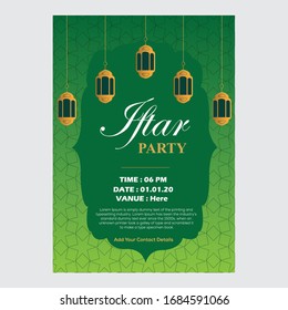 Ramadan Iftar Party Flyer Design Vector