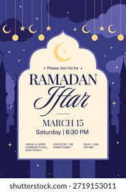 Ramadan Iftar party invitation template with date, time and venue details