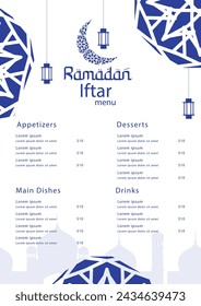  Plantilla de menú de fiesta iftar de Ramadán