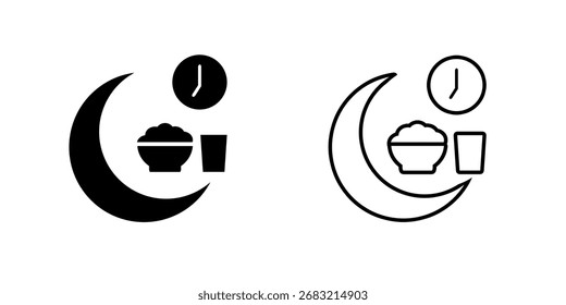 Ramadan-Iftar-Symbol einzeln auf weißem Hintergrund.