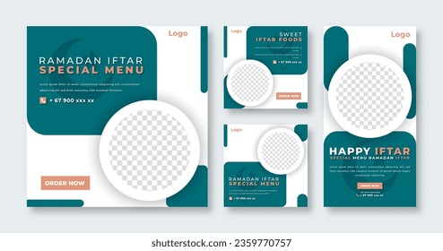 Ramadan Iftar Social Media Post for Online Marketing Promotion Banner, Story and Web Internet Ads Flyer