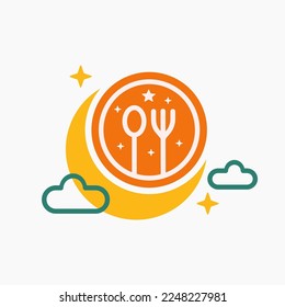 Ramadan iftar symbol flat illustration