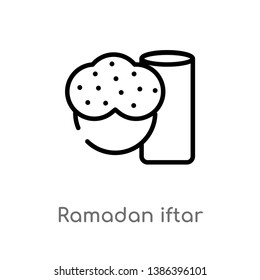 ramadan iftar vector line icon. Simple element illustration. ramadan iftar outline icon from religion-2 concept. Can be used for web and mobile