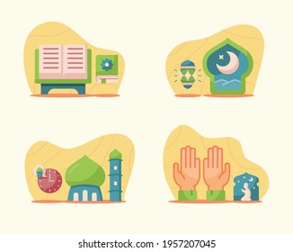 ramadan illustration collection with modern flat style