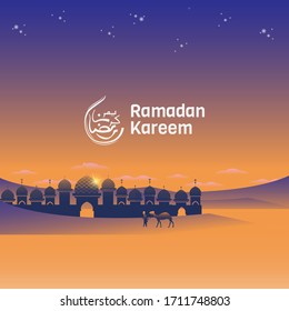 Ramadan illustration desert vector element for islamic celebration