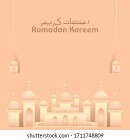 Ramadan illustration mosque paper cutting for islamic celebration