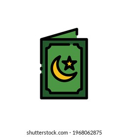 Ramadan Invitation card Vector Icon in Filled Outline Style. Greeting card with a crescent moon and star. Happy Ramadan and Eid. Vector illustration icons can be used for apps, websites, or logo.