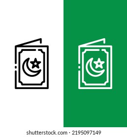 Ramadan Einladung Karte Vektorsymbol in Outline Style. Grußkarte mit Halbmond und Stern. Fröhlich Ramadan und Eid. Vektorgrafik-Symbole können für Apps, Websites oder Teile eines Logos verwendet werden.