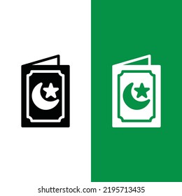 Ramadan Invitation card Vector Icon in Glyph Style. Greeting card with a crescent moon and star. Happy Ramadan and Eid. Vector illustration icons can be used for apps, websites, or logo