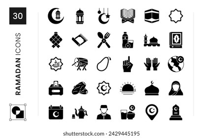 ramadan islamic celebration icon set vector illustration