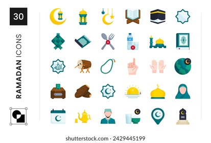 icono de celebración islámica de ramadán conjunto de ilustración vectorial