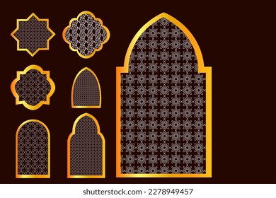 Ramadan Islamic Decoration Vector Ornament gold. vector set art Arabic style