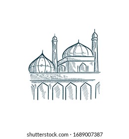 Ramadan islamic hand drawn illustration mosque