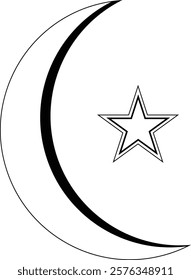 Ramadan Islamic Icon with Black and White Color Design. Vector Illustration