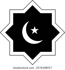 Ramadan Islamic Icon with Black and White Color Design. Vector Illustration