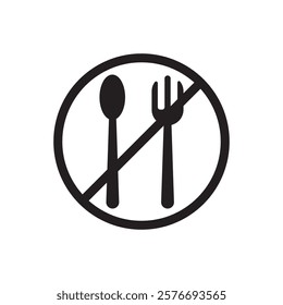 Ramadan Islamic icon, fasting prohibited eating vector