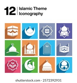 Ramadan islamic icon set colorfull