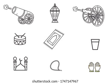 Ramadan Islamic icons sketches collection 