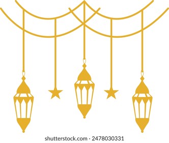 Ramadan Islamic Kareem Lantern Decoration. Isolated on White Background. Flat Vector Illustration.