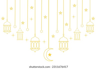 ramadan islamic lantern line art gold