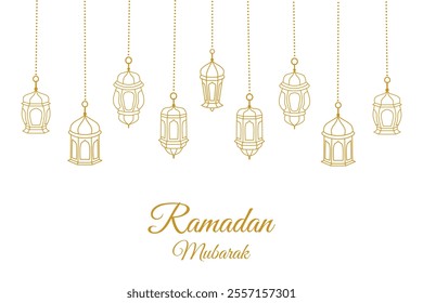 Ramadan islamic lantern line art vector