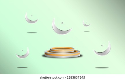 Ramadan Islamic Theme Background with Crescent Moon Islamic Ornament for Greeting Cards and so on Elegant Marine Green Ash Color Simple EPS 10