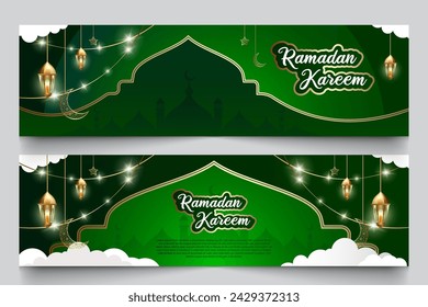 Ramadan or Islamic themed banners. background color is dark green